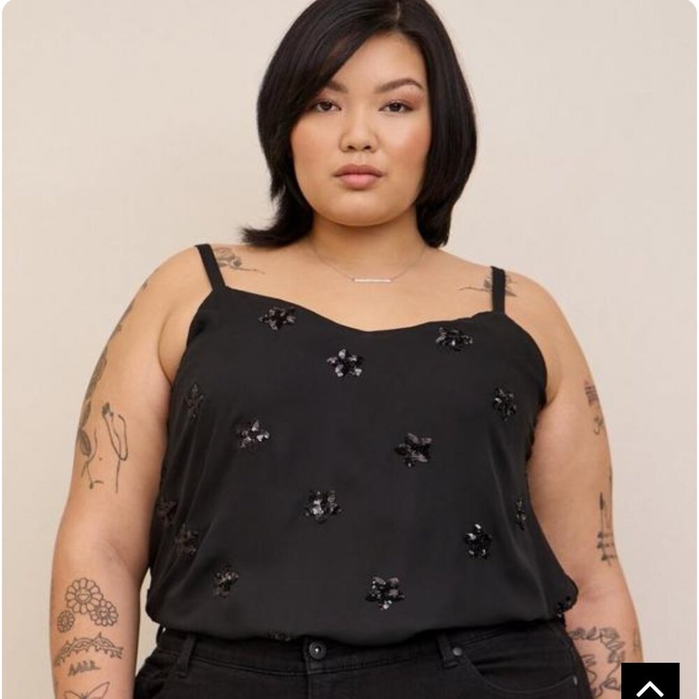 Torrid Size 5 (28W) Sophie Star Sequin Swing Cami in Black NWT